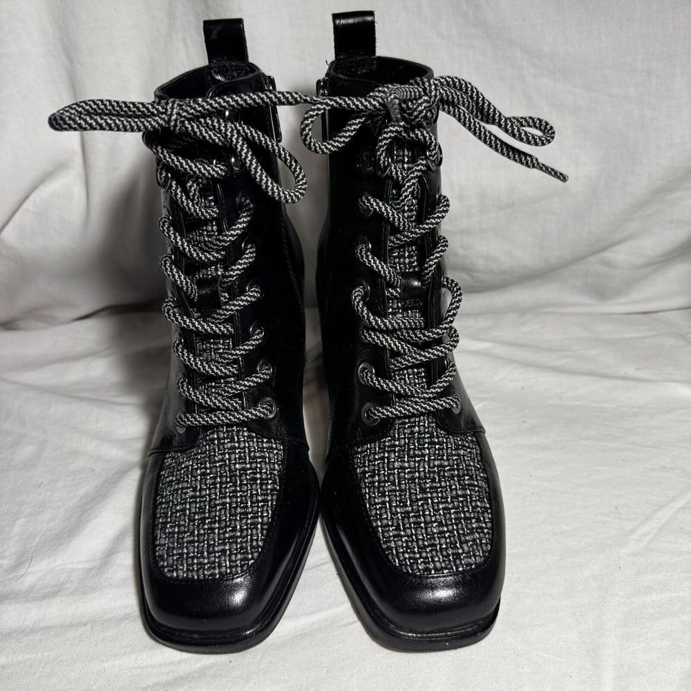 Antonio Melani Tony Lace Up‎ & Zip Ankle Boots Black Women Size 7 M
